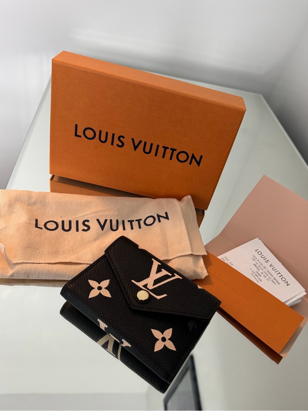 Louis Vuitton Black Wallet with White Monogram